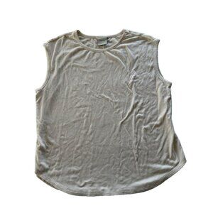 Varley Women's LG Beige Ribbed Muscle Tee Stretch Casual